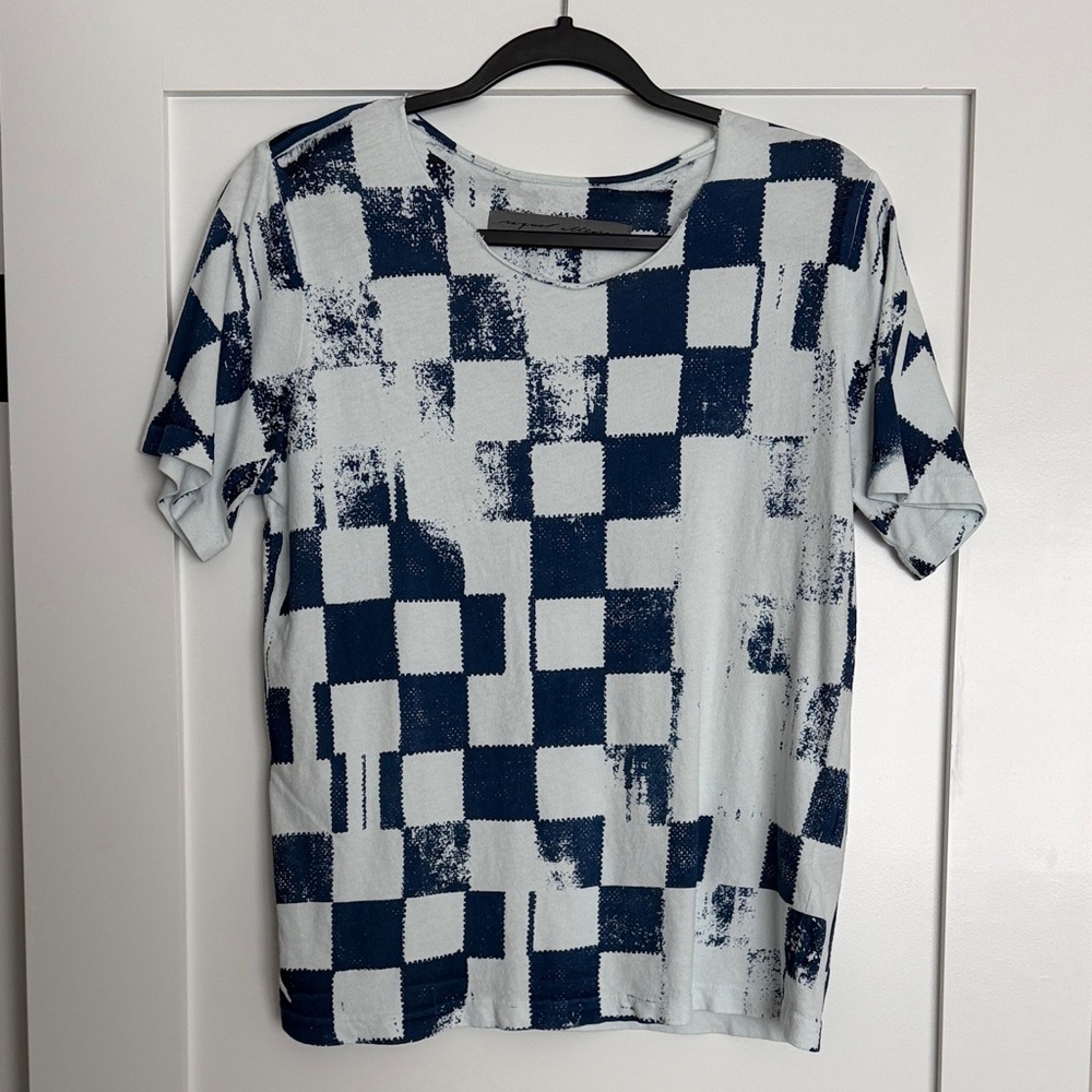 Raquel Allegra Blue Checkered T-Shirt